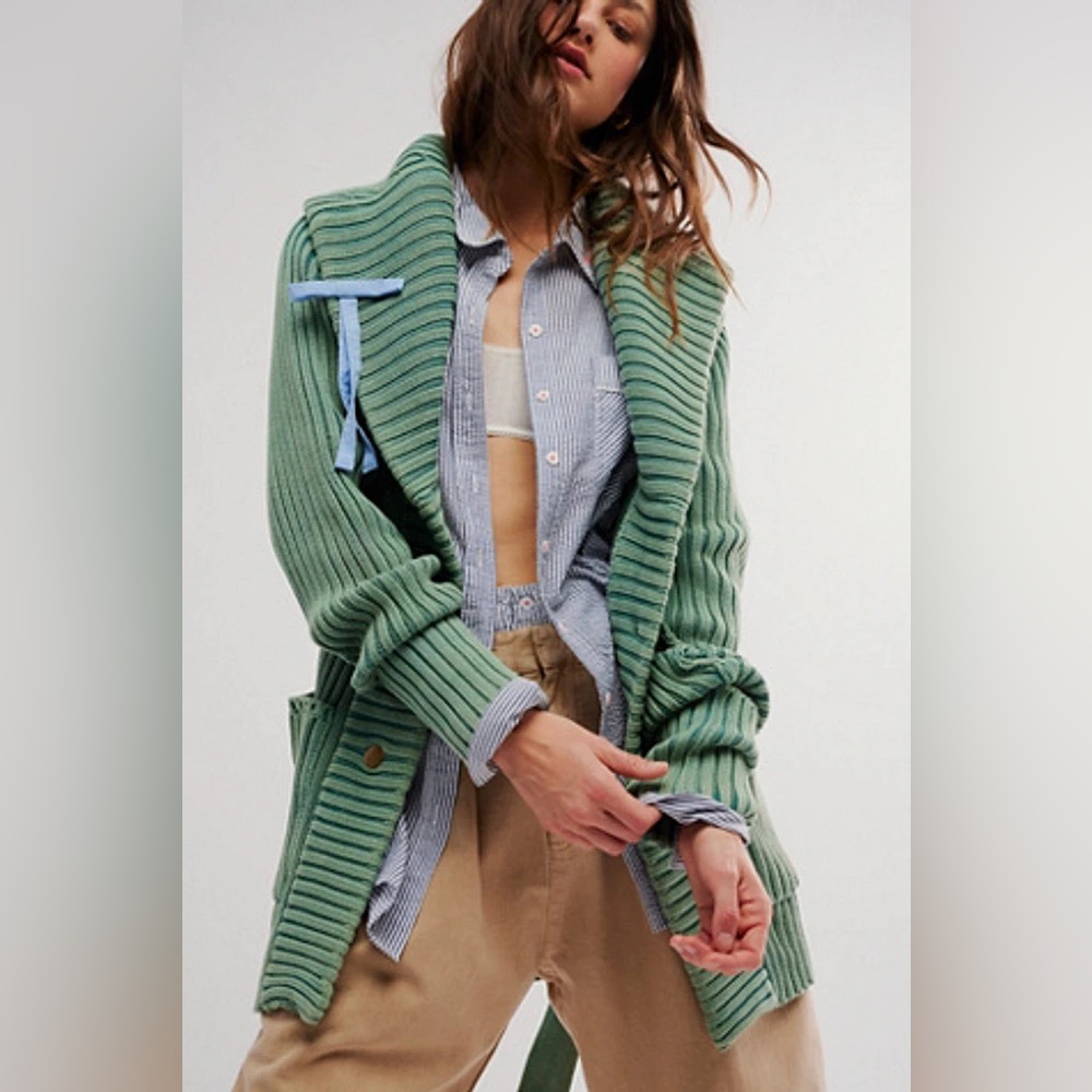 Free People Green Ribbed Sweater - Picture 9 of 9